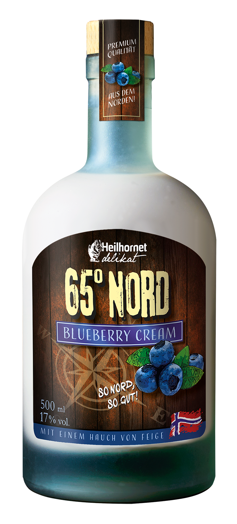 Flasche 65° Nord Blueberry Cream Likör mit Blaubeer- und Feigengeschmack, Produkt aus Norwegen. – Fishing Adventure GmbH