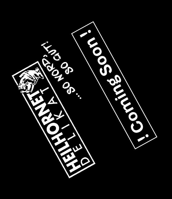 Heilhornet Delikat-Logo in Weiß auf schwarzem Hintergrund mit dem Text „Coming Soon!“ für Angel- und Outdoor-Ausrüstung. – Fishing Adventure GmbH